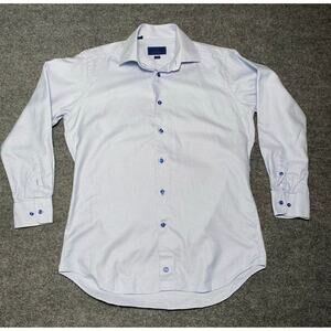 David Donahue Trim Fit Cotton Dress Shirt Men's 16 x 32/33 Blue /White Pattern